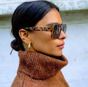 CHANEL Acetate Tortoise Frame Sunglasses